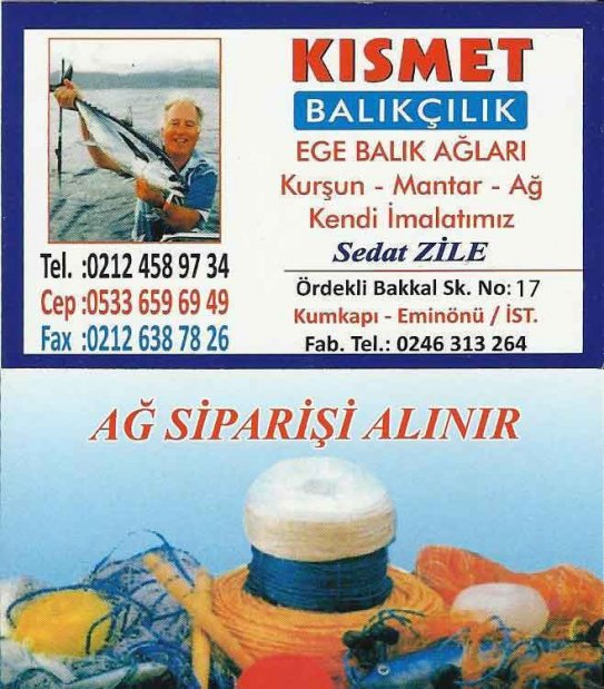 İstanbulda Balık Ağ Malzemeleri, Kısmet Balıkçılık